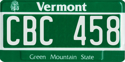 VT license plate CBC458