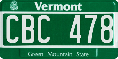VT license plate CBC478