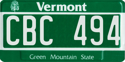 VT license plate CBC494