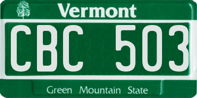 VT license plate CBC503