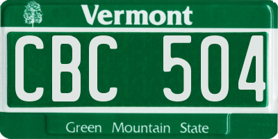 VT license plate CBC504