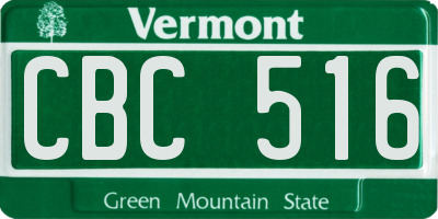 VT license plate CBC516