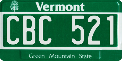 VT license plate CBC521