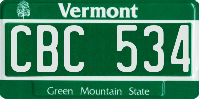 VT license plate CBC534