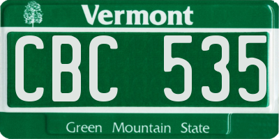 VT license plate CBC535