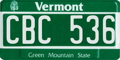 VT license plate CBC536
