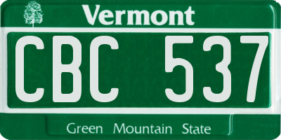 VT license plate CBC537