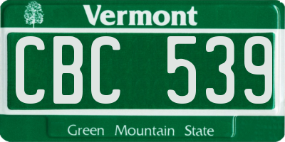 VT license plate CBC539