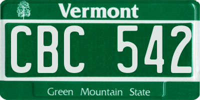 VT license plate CBC542