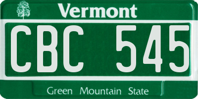 VT license plate CBC545