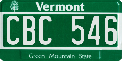 VT license plate CBC546