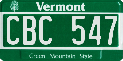 VT license plate CBC547