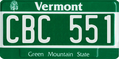 VT license plate CBC551