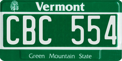 VT license plate CBC554
