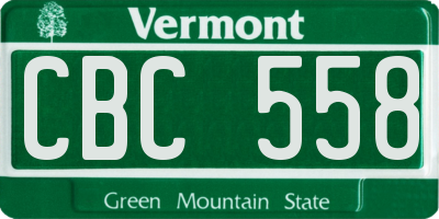 VT license plate CBC558