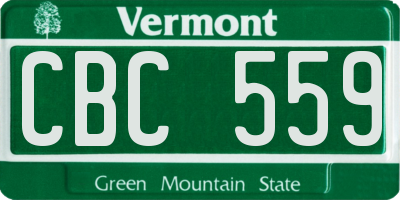 VT license plate CBC559