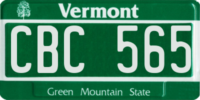 VT license plate CBC565