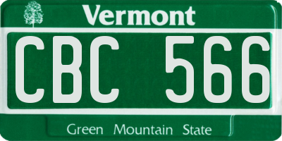 VT license plate CBC566