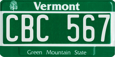 VT license plate CBC567