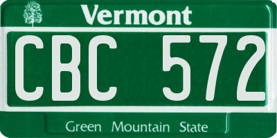 VT license plate CBC572