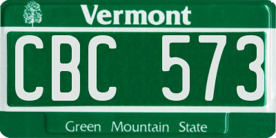 VT license plate CBC573