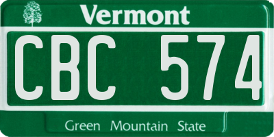VT license plate CBC574