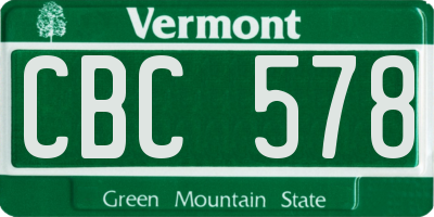 VT license plate CBC578