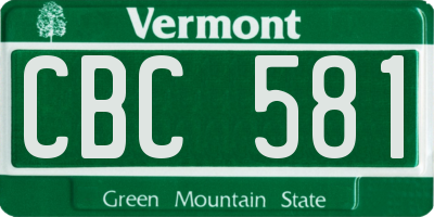VT license plate CBC581