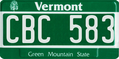 VT license plate CBC583
