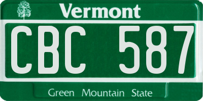 VT license plate CBC587