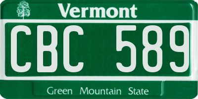 VT license plate CBC589