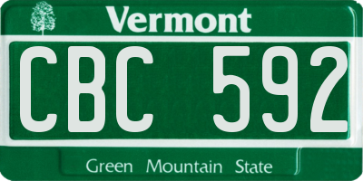 VT license plate CBC592