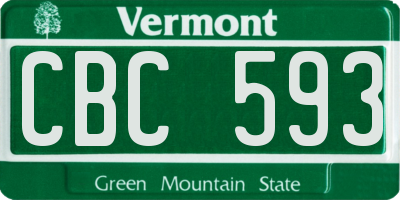VT license plate CBC593