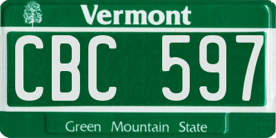 VT license plate CBC597
