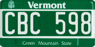 VT license plate CBC598