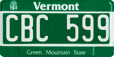 VT license plate CBC599