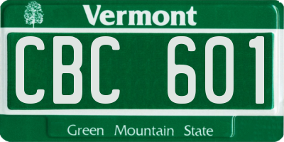 VT license plate CBC601