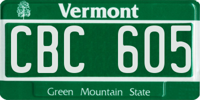VT license plate CBC605