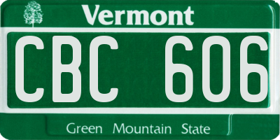 VT license plate CBC606