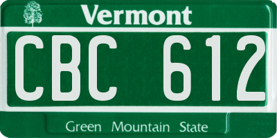 VT license plate CBC612