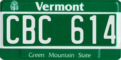 VT license plate CBC614
