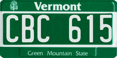 VT license plate CBC615