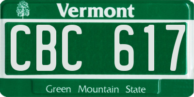 VT license plate CBC617