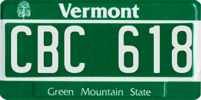 VT license plate CBC618