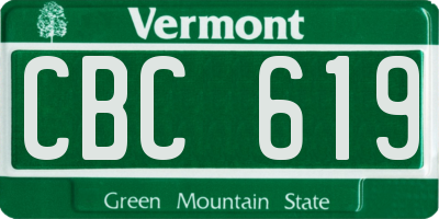 VT license plate CBC619