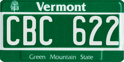 VT license plate CBC622