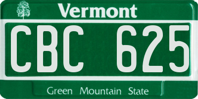 VT license plate CBC625