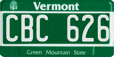 VT license plate CBC626