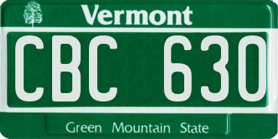 VT license plate CBC630
