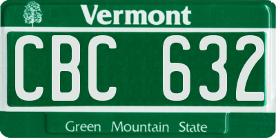 VT license plate CBC632